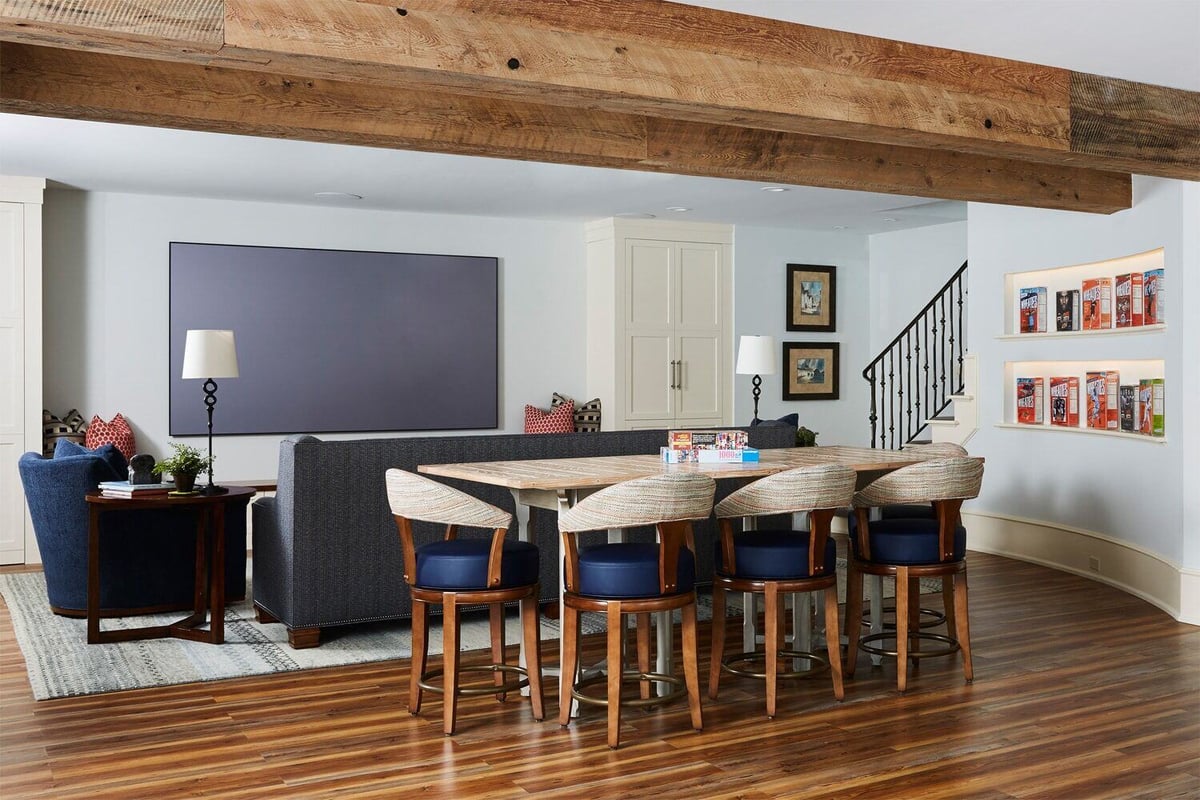 Inviting family room in a Twin Cities lower level remodel by MA Peterson