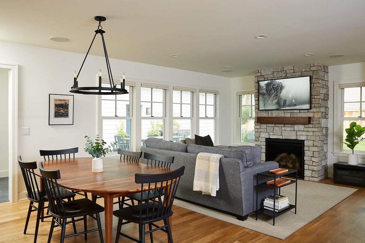 Open living and dining area in a Twin Cities home remodeled by MA Peterson